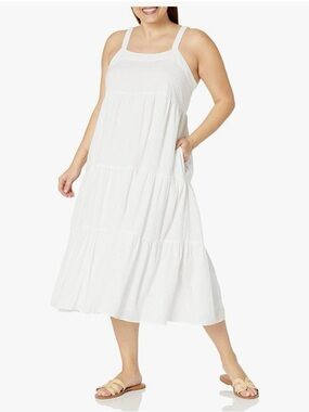 White Eyelet Maxi Dress with Square Neck